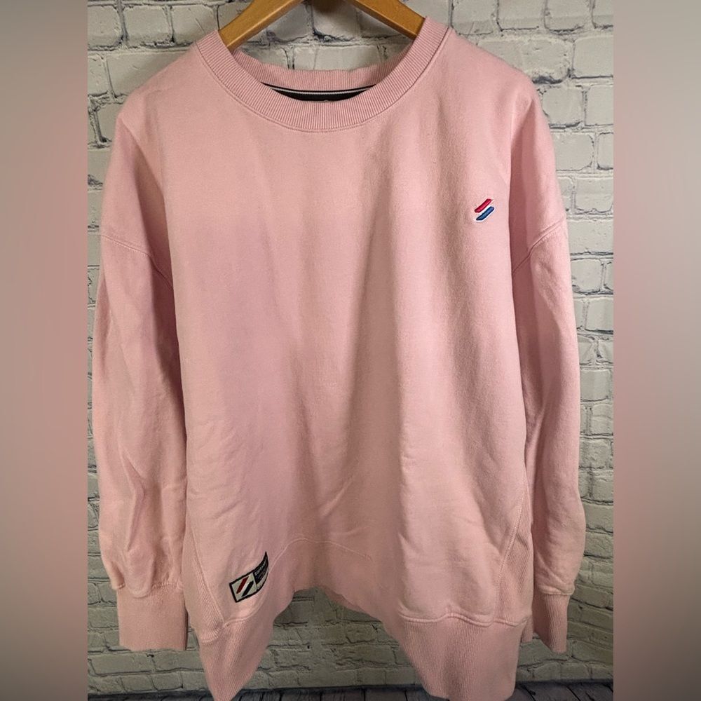 Superdry Pink Oversize Crew Neck Athleisure Cotton Casual Preppy Sweatshirt L